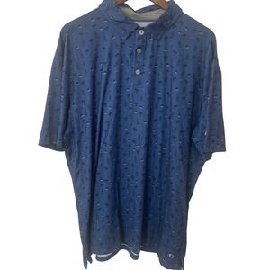 AndersonOrd Mens XXL Blue Beach Print Performance Golf Polo Athletic, Athleisure